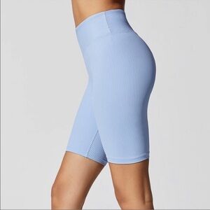 Year of Ours Light Blue Ribbed Biker Shorts in Small